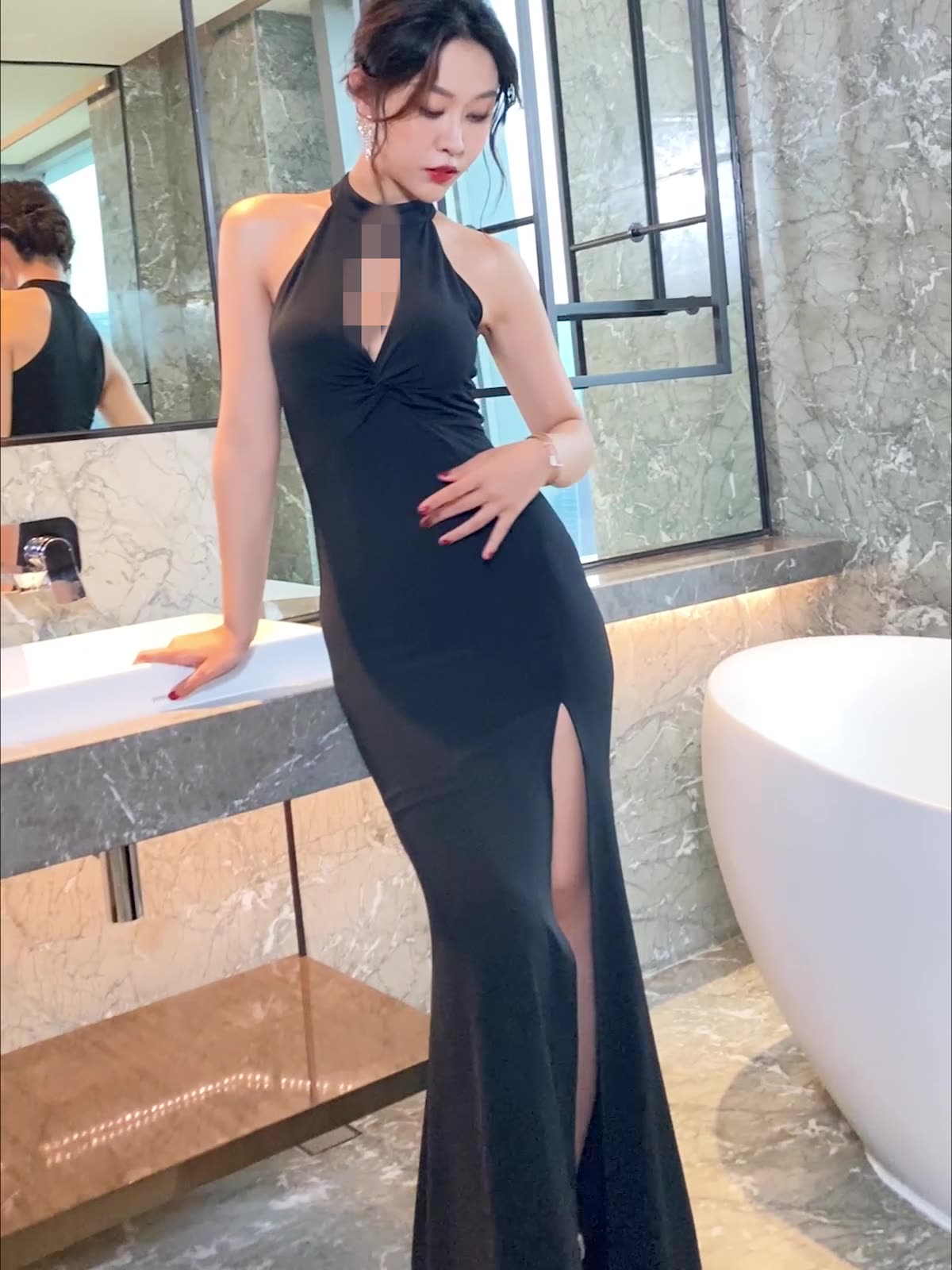 Seductive black evening gown
