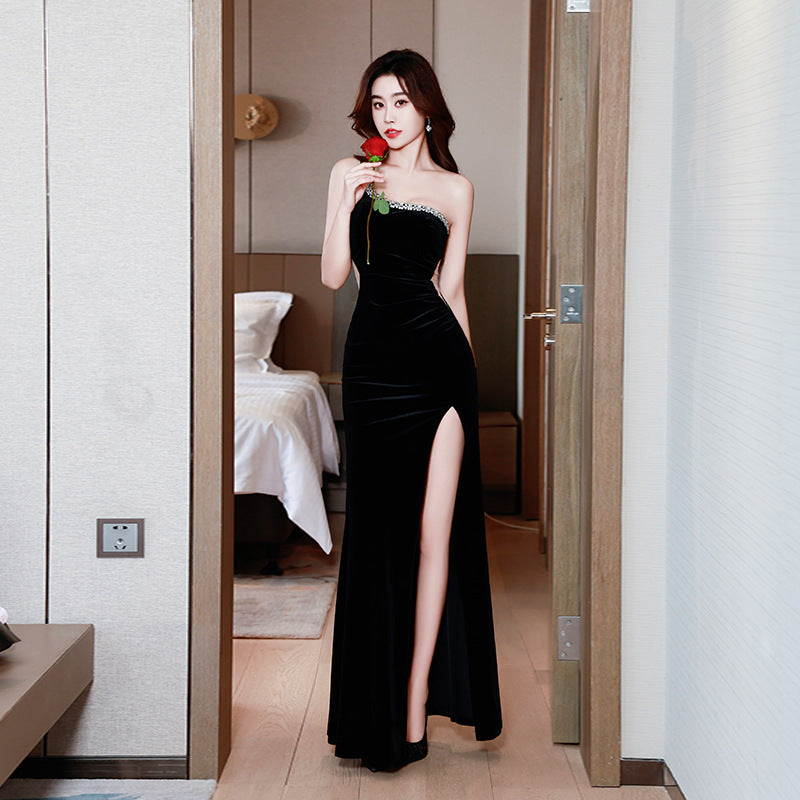 Velvet evening gown